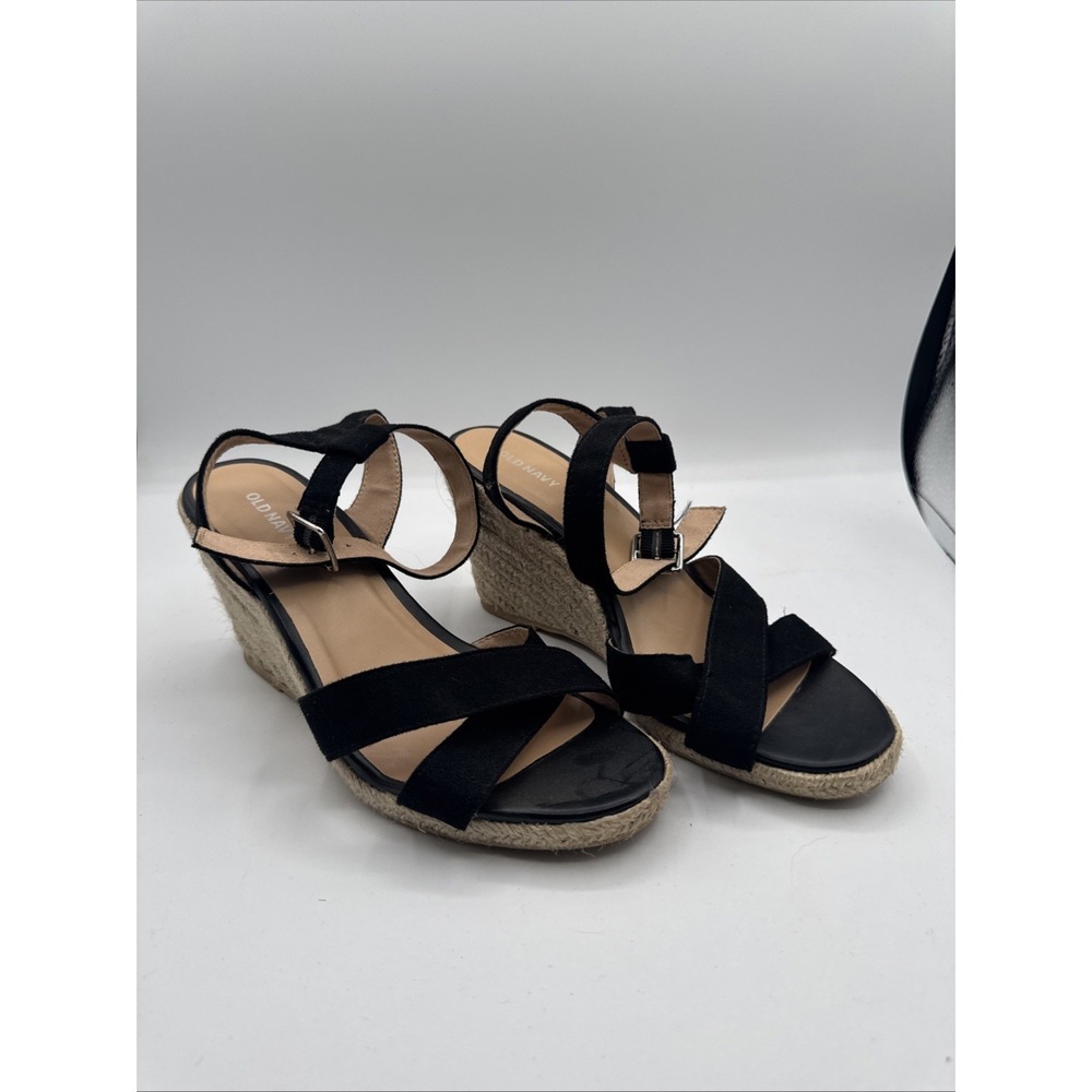 Old Navy Strappy High Heel Sandals Leather US 8.5 Shoe Ankle Straps Casual